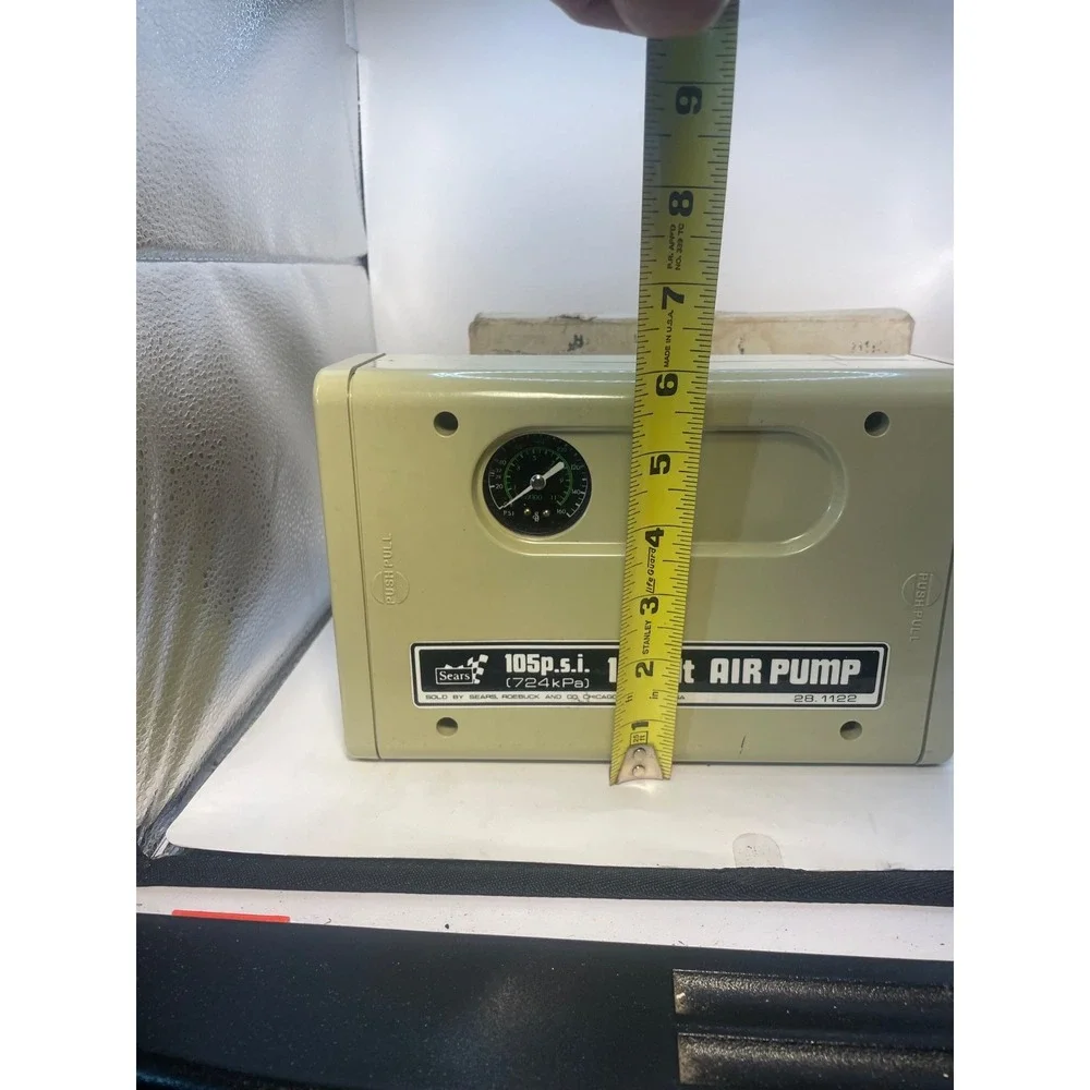 SEARS Portable 12 Volt Air Pump with Guage ~Pumps Up to 105 PSI Pressure ~ Japan